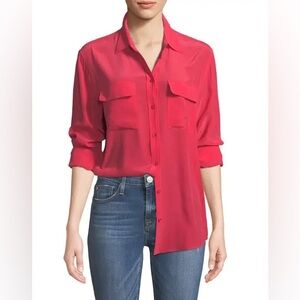 Equipment Silk Femme Slim Signature Pink Button Down Shirt Medium
